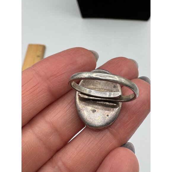 Vintage Adjustable 925 Sterling Silver With Miniature Dry Flowers Ring - Picture 3 of 5